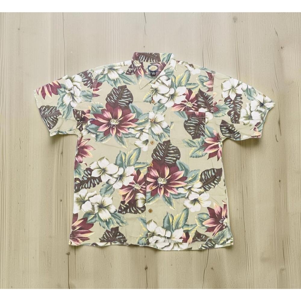 Tommy Bahama Men's Hawaiian Floral Button Shirt Pocket Beach Vaca Size Large